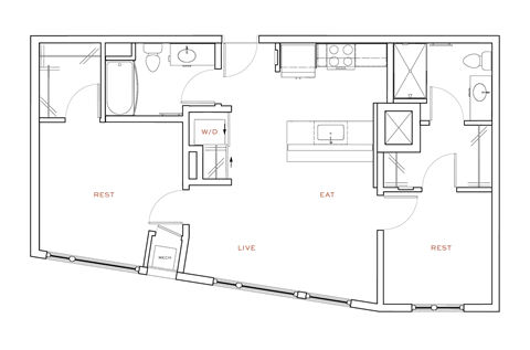 A floor plan of a house with labeled rooms.